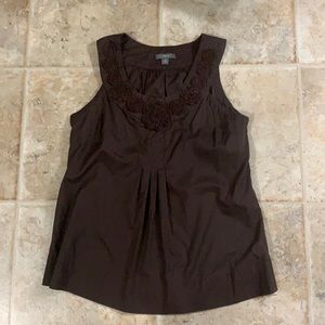 🌸NWOT Apt 9 Brown Flower Detail Tank Top Size Sml